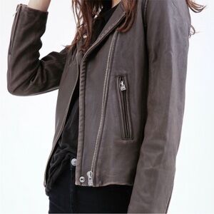 IRO Han Leather Motorcycle Biker Moto Jacket Brown 38